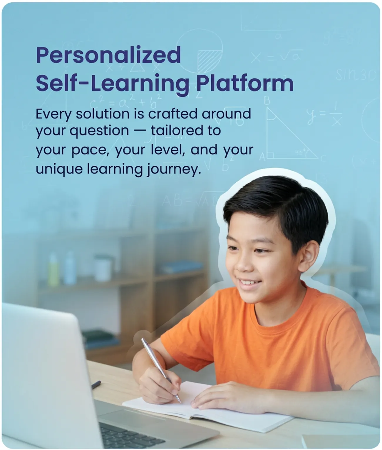 Asian student learning at computer